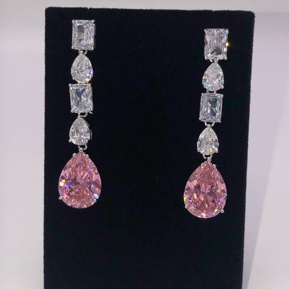 Pink Sapphire Multi-Stone Dangle Earrings - Picture 3 of 11